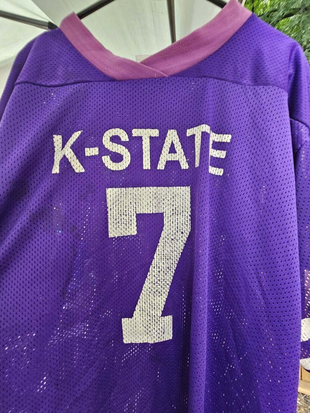 Vintage Prairie Graphics K-State Wildcats Number 7 Mesh Football Jersey Purple